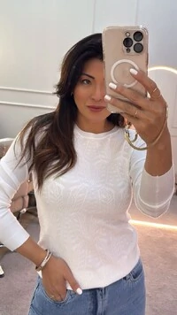 Pré-Venda Envio 18/08 Blusa Tricot Gola Careca Sandra Texturas Frontais