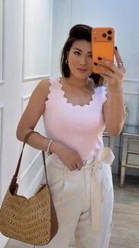 Blusa Regata Canelada Diana Detalhe Nuvem