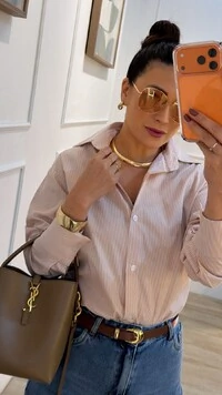 Camisa Listrada Diana Mangas Longas