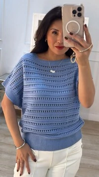 Kit 2 Peças Gisele Blusa Ampla Com Entremeios E Regata