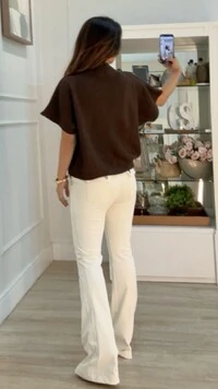 Blusa Ampla Tricot Priscila Gola Alta Canelada