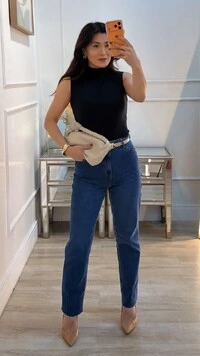 Blusa Regata Com Nervuras Caneladas Luiza Gola Alta