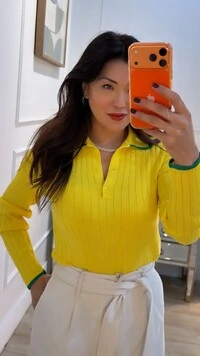 Blusa Tricot Gola Polo Amy Botões Frontais