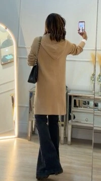Maxi Cardigan Tricot Anabel Com Capuz