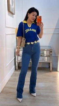Blusa Tricot Brasil Gola Polo Cynthia Mangas Curtas