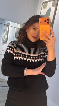 Blusa Tricot Vivian Gola Rolê Estampado