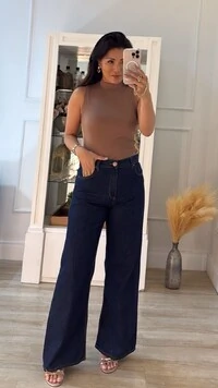 Blusa Regata Canelada Gola Alta Andréia Dupla Faixa Lateral