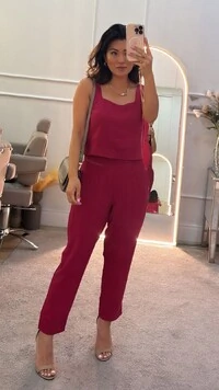 Calça Viscose Hazel Pala Larga Com Elástico E Pespontos Na Barra