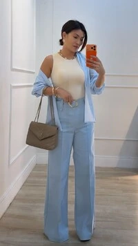 Calça Wide Leg Alfaiataria Veridiana Cinto Encapado