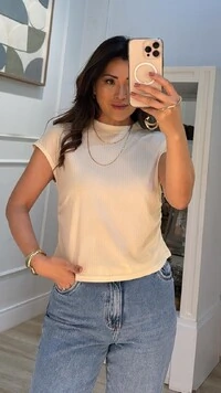 Blusa Ampla Steff Canelada Com Detalhes Texturizados