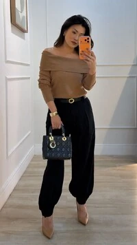 Blusa Tricot Canelada Thais Ombro À Ombro