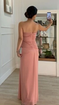 Vestido Longo Tulê Gabriella Tomara Que Caia Com Babados
