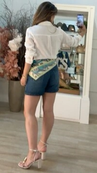 Shorts Saia Jeans Catarina Botão Bronze