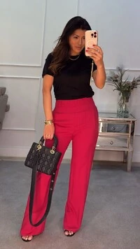 Calça Pantalona Cristine Pala Larga Com Elástico