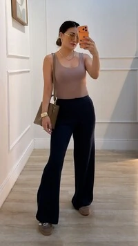 Calça Pantalona Tricot Natasha Pala Larga