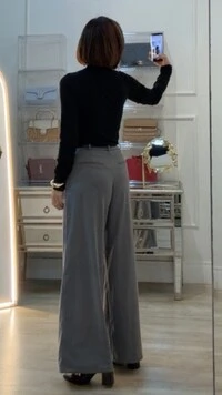 Calça Pantalona Alfaiataria Lindsay Cinto Fino Couro Eco