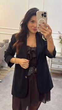 Blazer Decote V Bolsos Frontais Fake Dayane Cinto Faixa