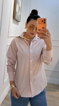 Camisa Listrada Diana Mangas Longas