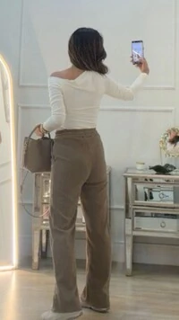 Calça Pantalona Fabiana Canelada Pala Com Amarração