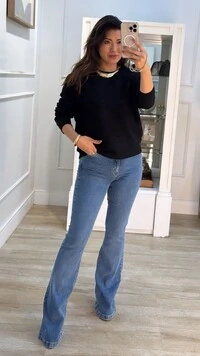 Blusa Tricot Ampla Hallie Com Nervuras Horizontais E Mini Entremeios