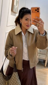 Jaqueta Casaco Suede Giovana Gola Ovelhinha