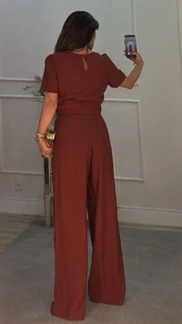 Blusa Cropped Twill Mangas Princesa Barbara Pregas No Barrado