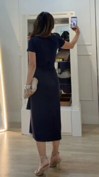 Vestido Midi Malha Aysha Cinto Faixa Fixo Com Amarração