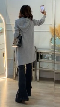 Maxi Cardigan Tricot Anabel Com Capuz