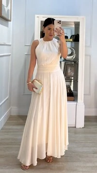 Vestido Longo Chiffon Scarlet Cintura Drapeada