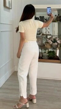 Blusa Malha Listrada Bianca Decote V