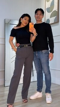 Calça Reta Alfaiataria Anne Pala Com Fecho Transpassado