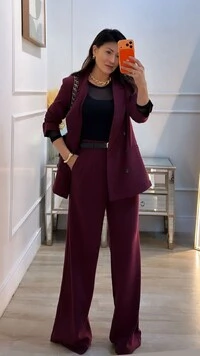 Calça Pantalona Alfaiataria Katty Pregas Frontais