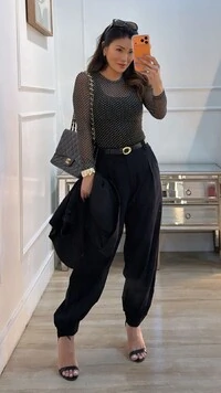 Blusa De Tulê Poá Selma Mangas Longas