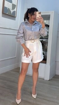 Camisa Mesclada Erika Detalhe Frontal Renda Vazada