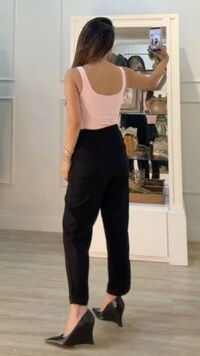 Calça Pala Larga Com Cinto Fixo Fino Zoe Barra Dobrada