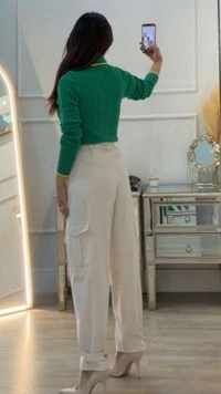Blusa Tricot Gola Polo Amy Botões Frontais