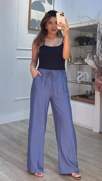 Calça Pantalona Pietra Pala Larga Com Elástico