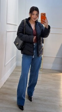 OFERTA DIA DO CLIENTE Jaqueta Casaco Alongado Nylon Maria Clara Bolsos Com Detalhe Em Ilhós