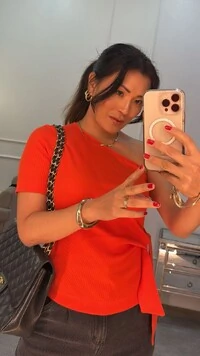 Blusa Canelada Manga Única Joyce Detalhe Amarração Lateral