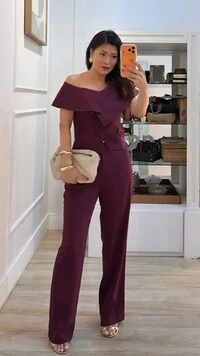 Blusa Alfaiataria Lady Decote Ombro A Ombro Sobreposição Assimétrica