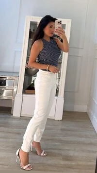 Blusa Regata Bicolor Listrada Nala Com Decote Nadador