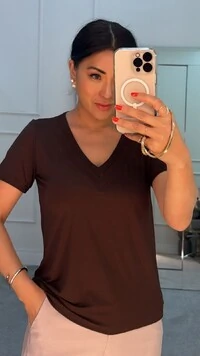 Blusa De Malha Isabella Gola Dupla Canelada