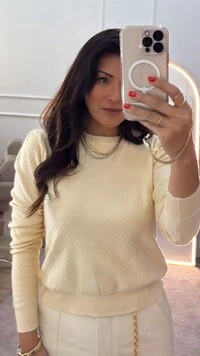 Blusa Tricot Sophie Mangas Longas Princesa E Detalhes De Mini Losangos