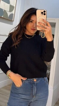 Blusa Tricot Janine Losango Duplo Com Nervura