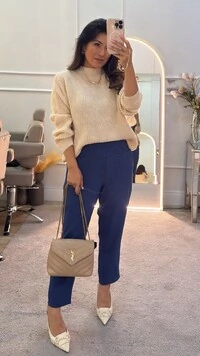 Blusa Tricot Gola Alta Ashley Com Tramas Pela Peça