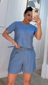 Blusa Morgan Mangas Curtas Com Martingale E Botão Marmorizado