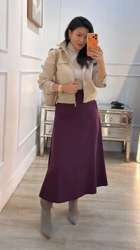 Saia Midi Evasê Clarisse Pala Larga Com Tiras Entrelaçadas