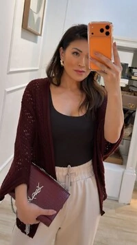 PRÉ-VENDA - ENVIO DIA 07/03/2026 Kimono Tricot Vazado Fabi Mangas 3/4