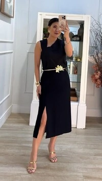 Saia Midi Viscose Tania Fenda Frontal