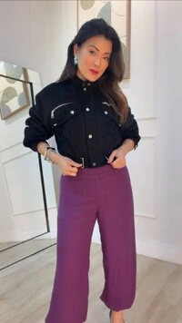 Jaqueta Casaco Curto Suede Maysa Bolsos Fake Com Lapela E Zíper